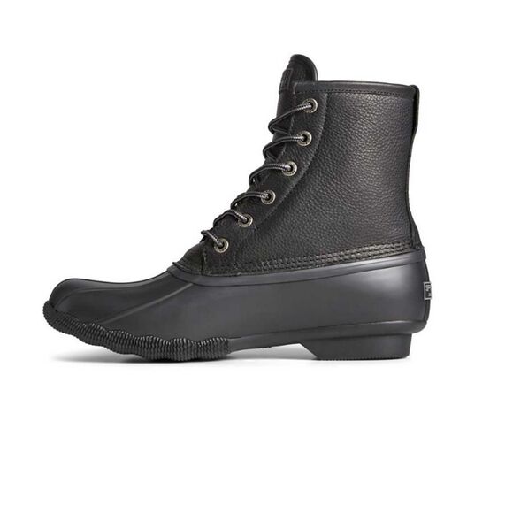 Sperry Size 11.5 M SALTWATER Black on Black Leather Duck Boots New Men's Shoes - Picture 3 of 10
